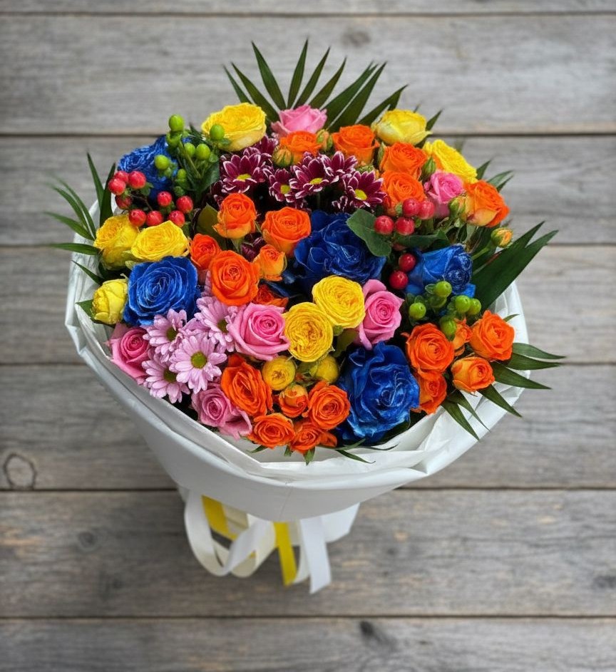 Букет цветов из: Розы и Хризантемы в Тенгинской