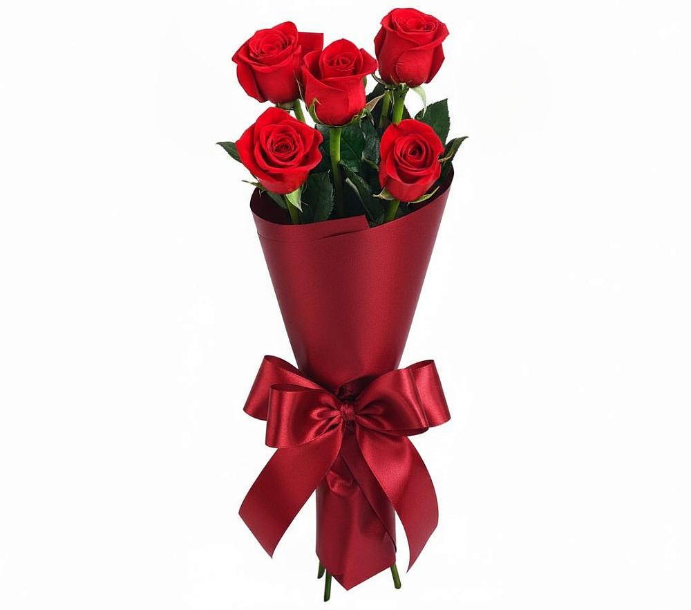 Букет 5 Красных роз Эдлесс Лав в Тенгинской