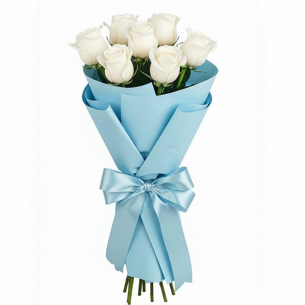 Букет 7 белых роз Проуд в Тенгинской