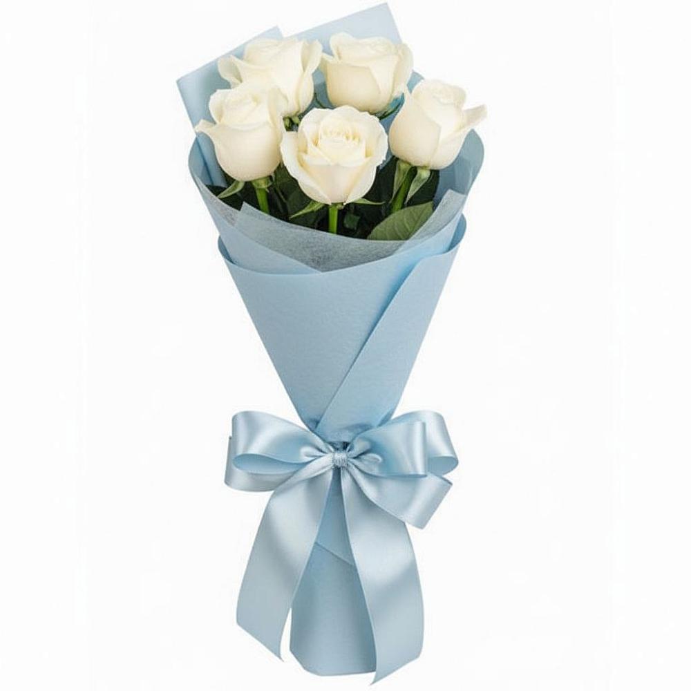Букет 5 Белых роз Проуд в Тенгинской