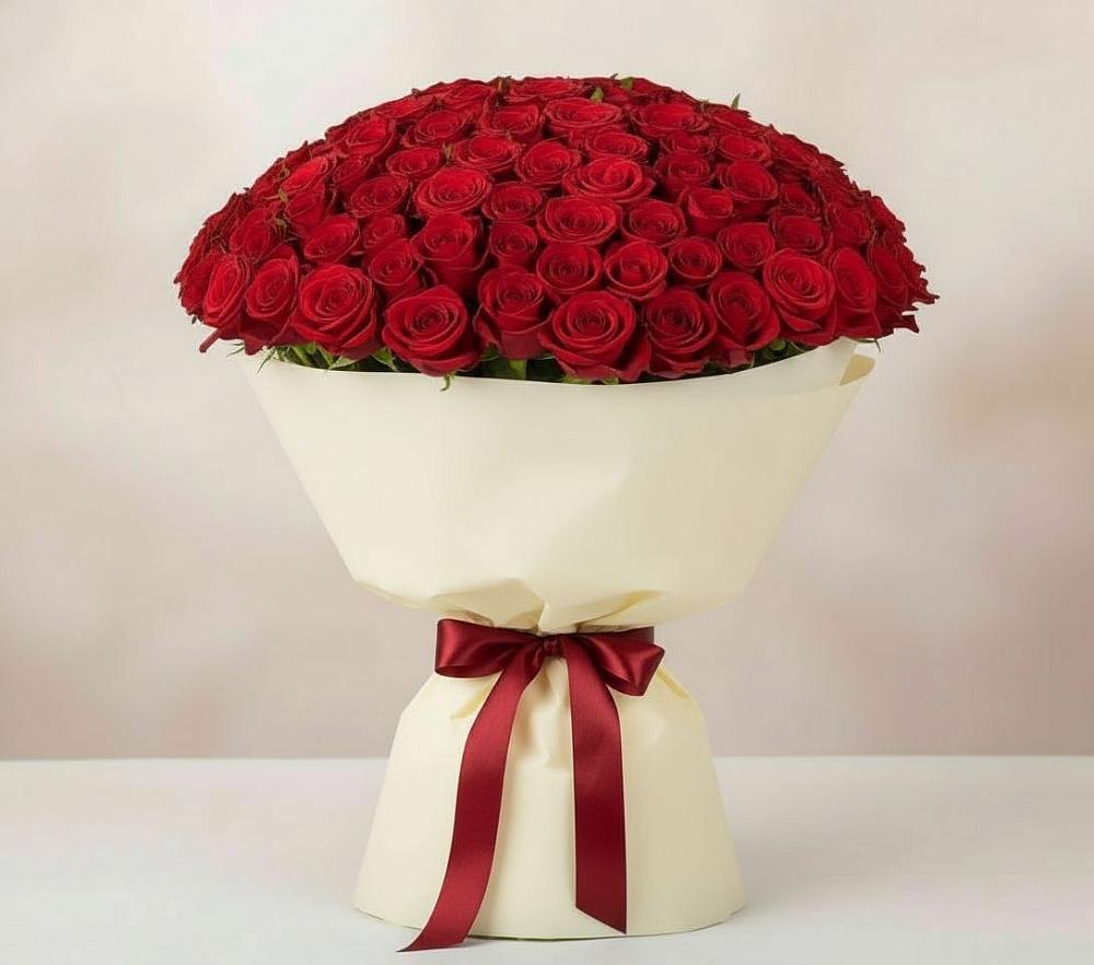 Букет 101 Красная роза Милано в Тенгинской