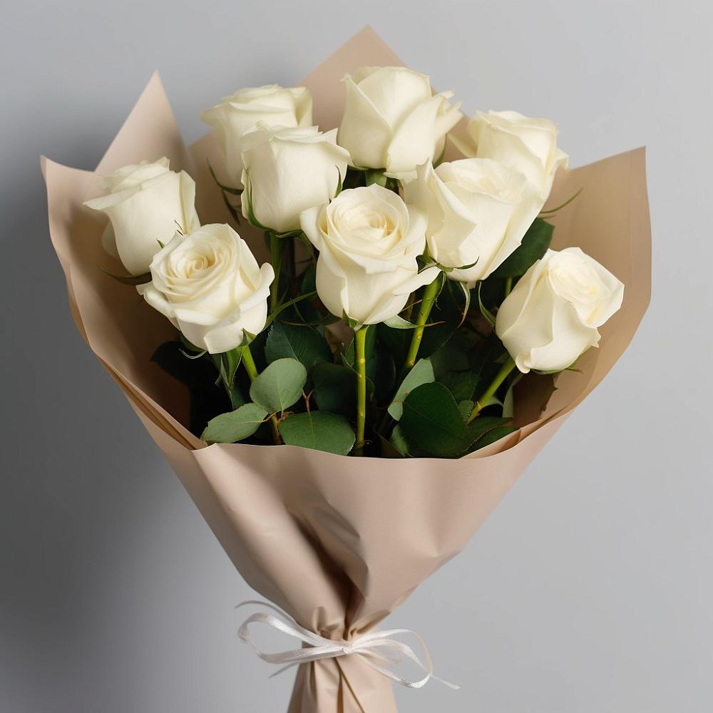 Букет 9 Белых роз Эдлесс Лав в Тенгинской