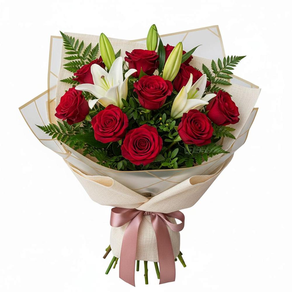 Букет цветов из: Лилии и Розы в Тенгинской