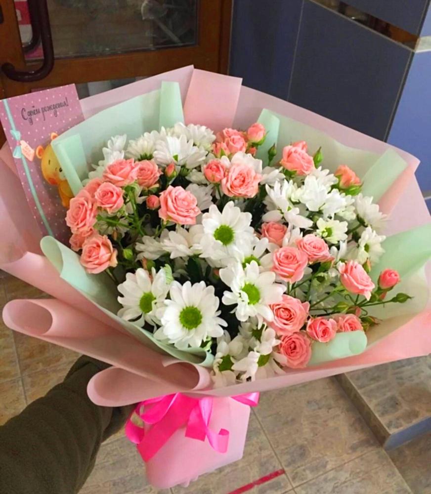 Букет цветов из: Розы и Хризантемы в Тенгинской