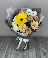 Букет цветов из:  Розы, Герберы и Хризантемы в Тенгинской