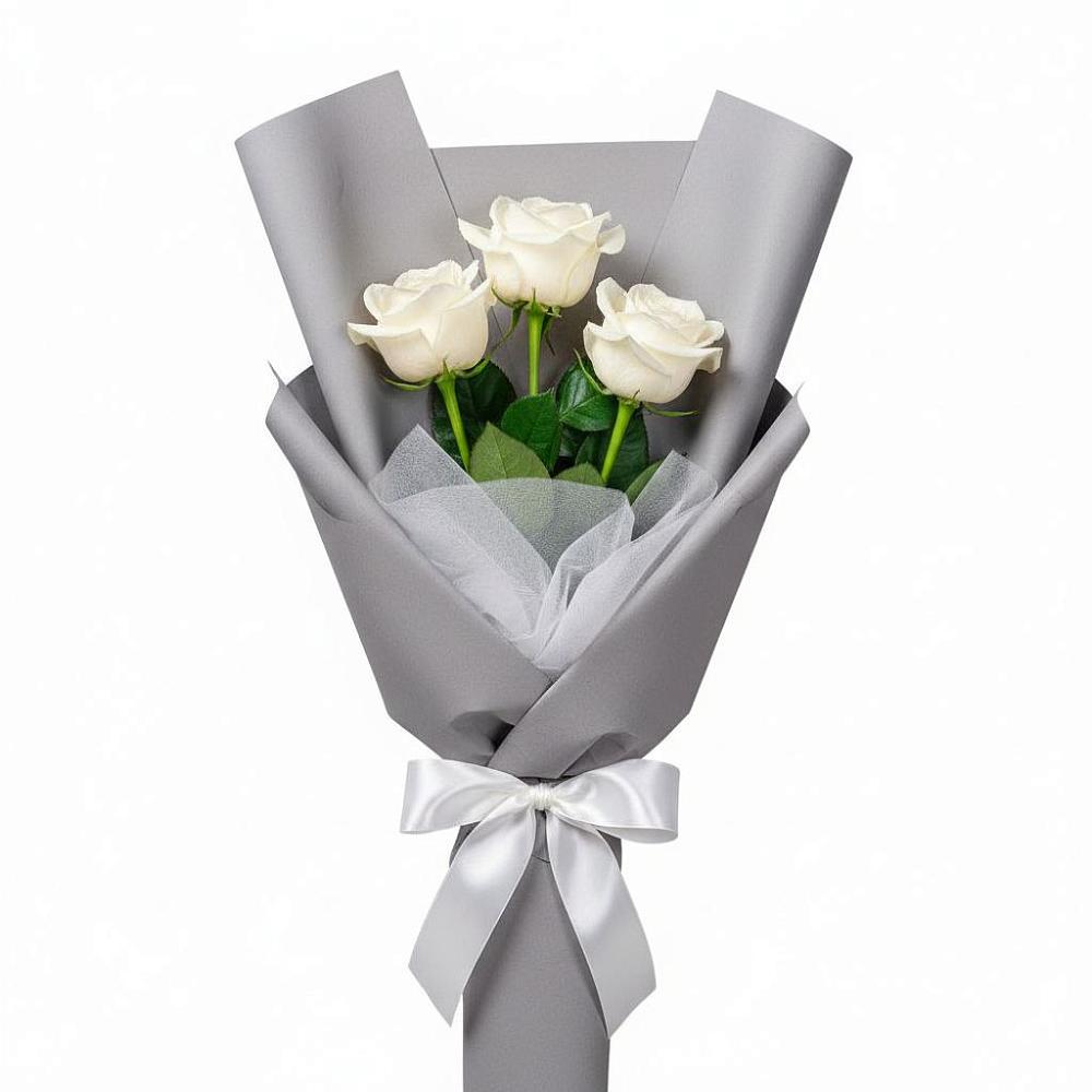 Букет 3 белые розы в Тенгинской