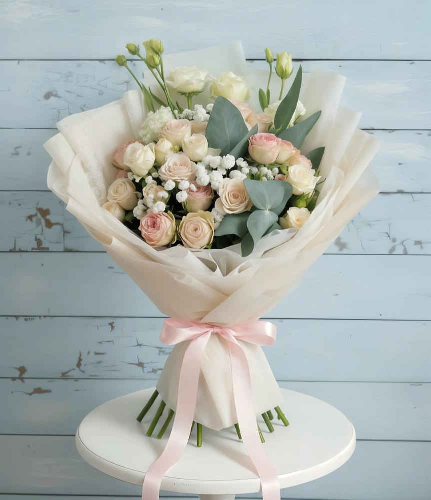 Букет цветов из: Розы и Лизиантусы в Тенгинской