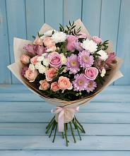 Букет цветов из:  Хризантемы, Розы и Альстромерии в Тенгинской