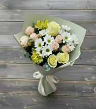 Букет цветов из:  Альстромерии, Розы и Хризантемы в Тенгинской