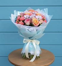 Букет цветов из:  Хризантемы и Розы в Тенгинской