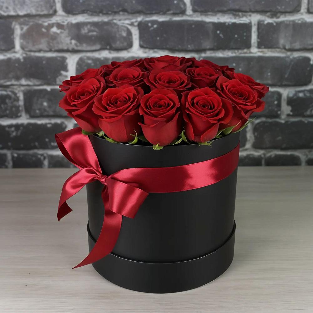 Цветочная композиция из Розы в шляпной коробке в Тенгинской